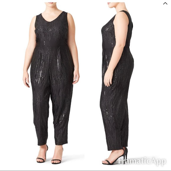 Eloquii Pants - .➕. ELOQUII esme Black sequin jumpsuit bx123